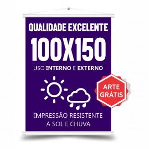 BANNER 100x150cm Lona Front 100X150cm 4x0 Brilho Bastão, Ponteira e Cordão 