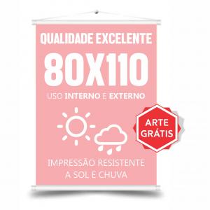 BANNER 80x110cm Lona Front 80X110cm 4x0 Brilho Bastão, Ponteira e Cordão 