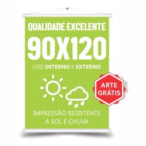 BANNER 90x120cm Lona Front 90X120cm 4x0 Brilho Bastão, Ponteira e Cordão 
