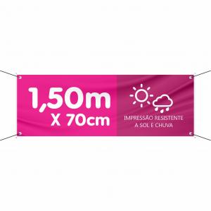 Faixa Personalizada 150X70cm Lona Front 150X70cm 4x0 Brilho Bastão, Ponteira e Ilhós 